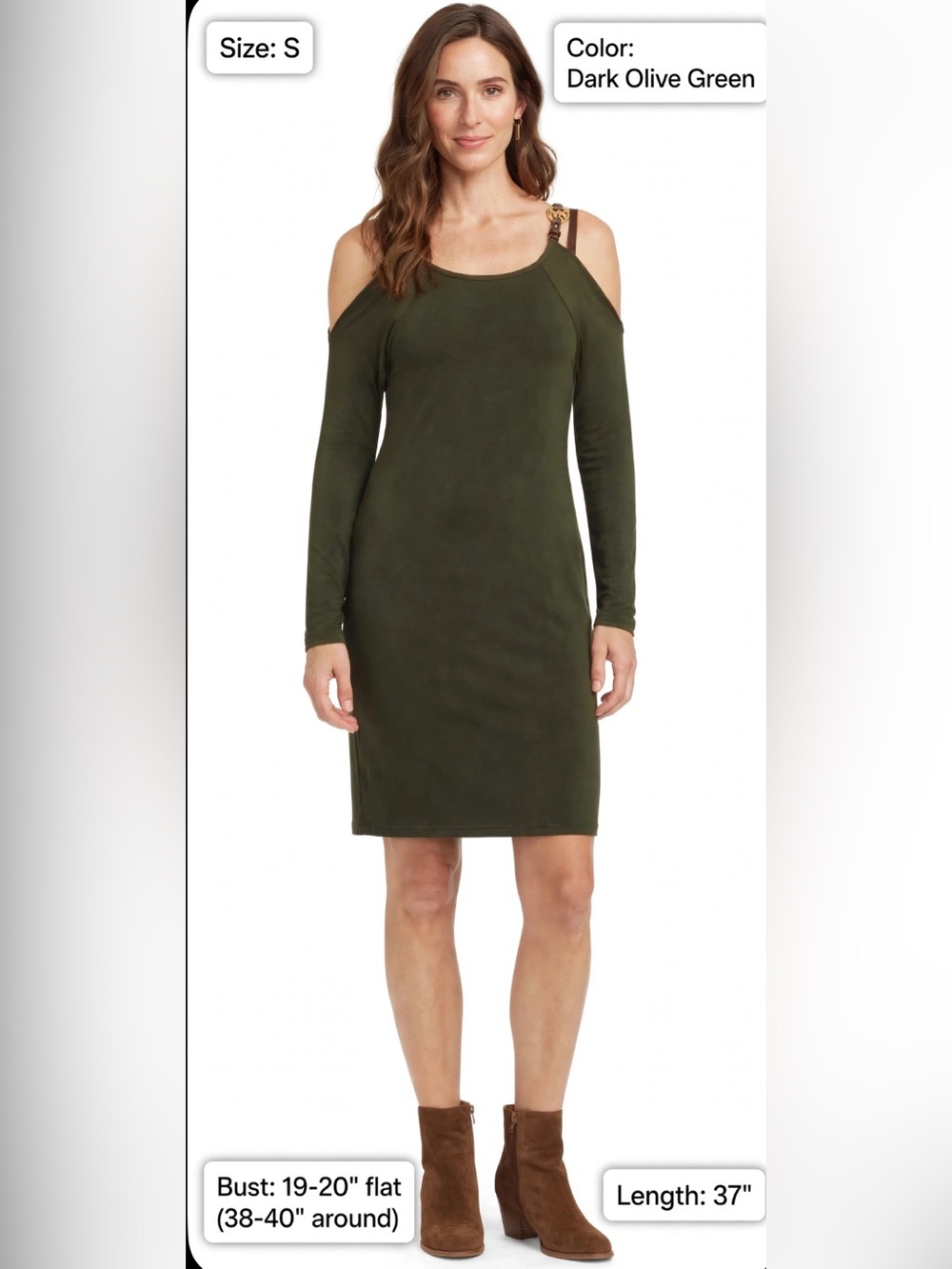 Michael Kors Cold Shoulder Dress Olive Green Size Small